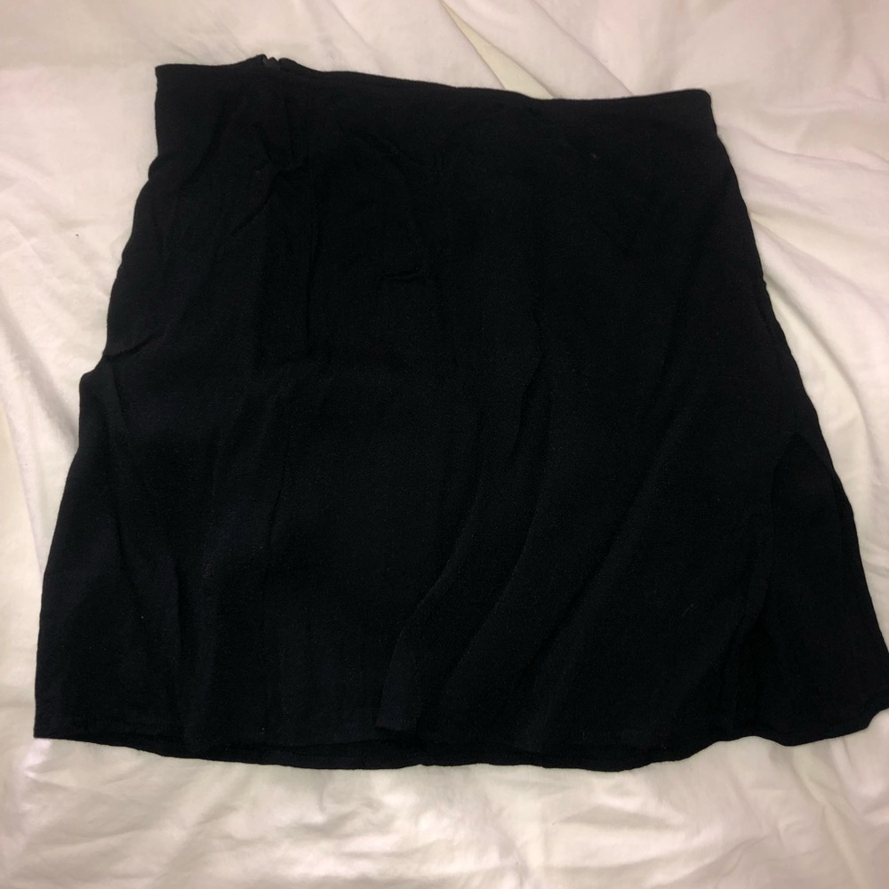 Reformation black mini skirt with slit on the side